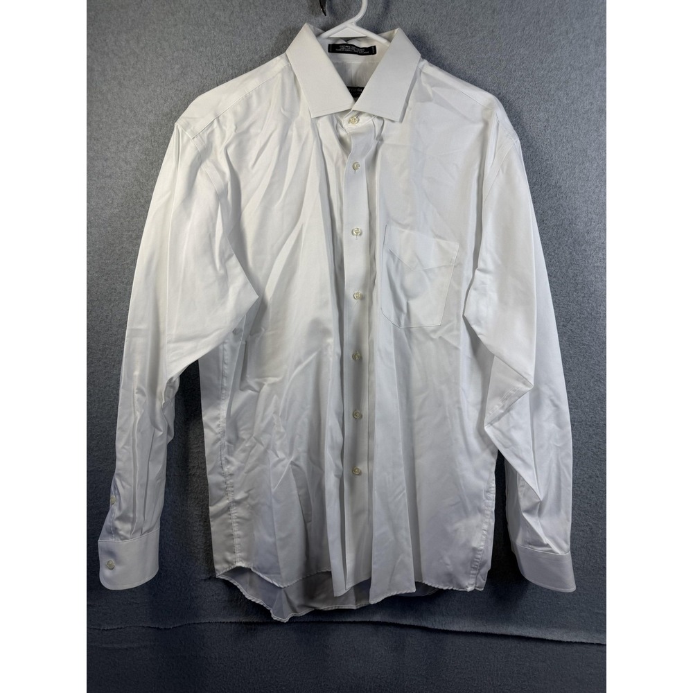 Forsyth Of Canada Shirt Mens 17 34/35 White Non‎ Iron Tailored Fit Dress Cotton